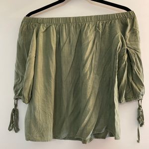 Army green off the shoulder top